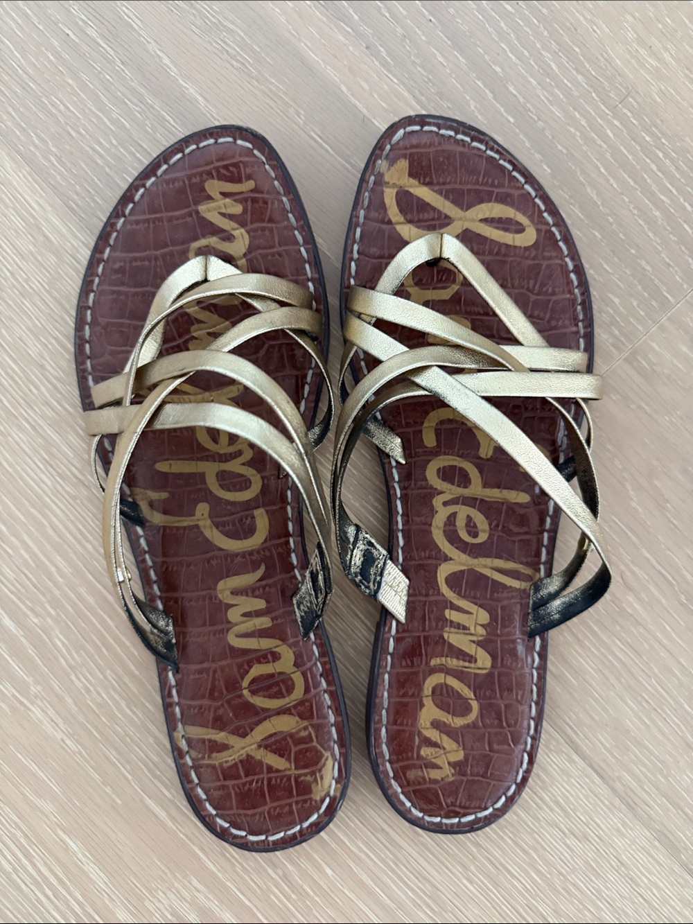 Sam Edelman Metallic Gold Multi-Strap Sandals